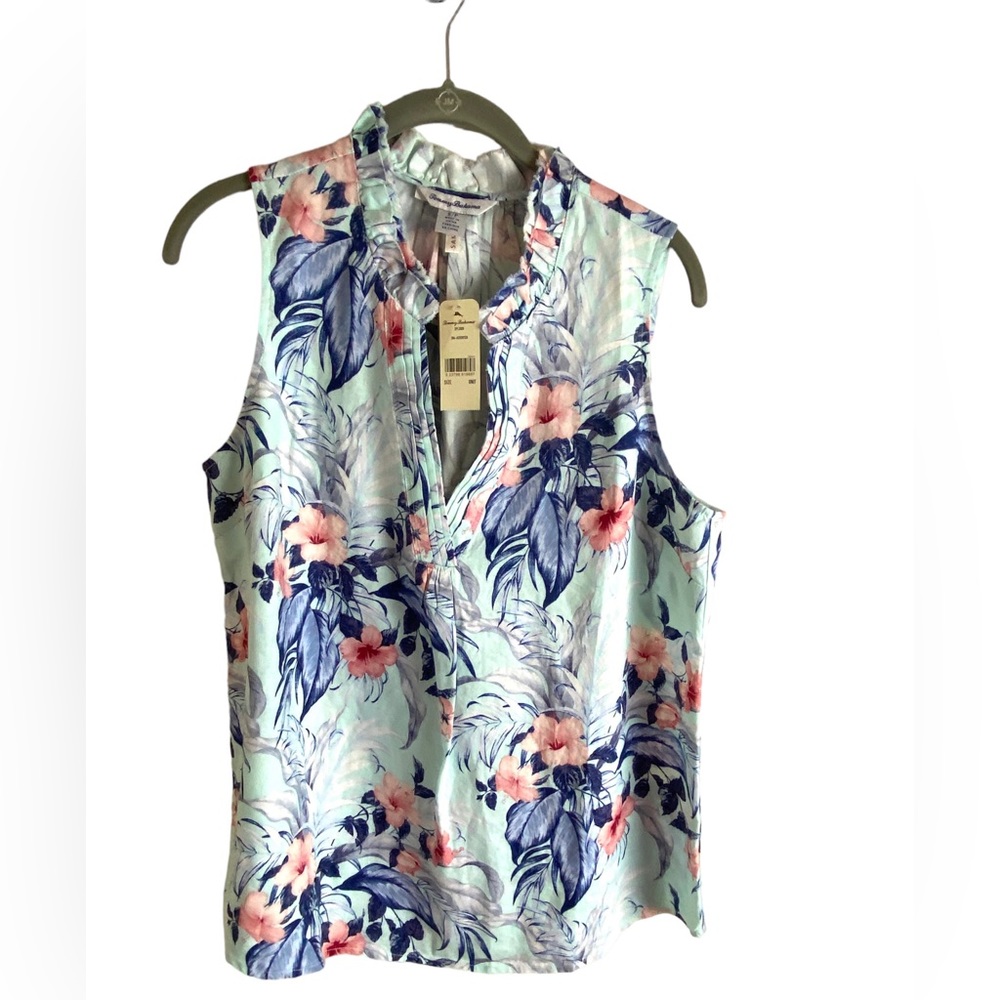 Tommy Bahama Floral Linen Top NWT
